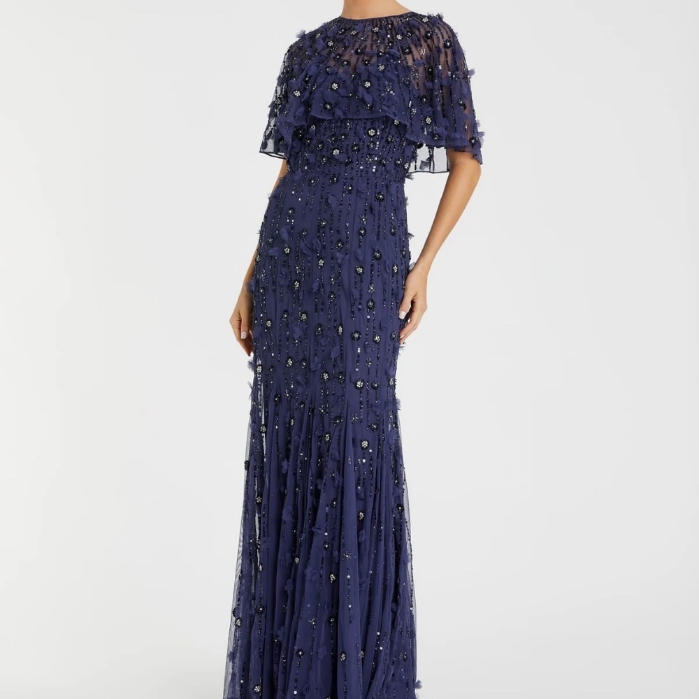 Mac Duggal Navy Blue Embellished Wedding Dress
